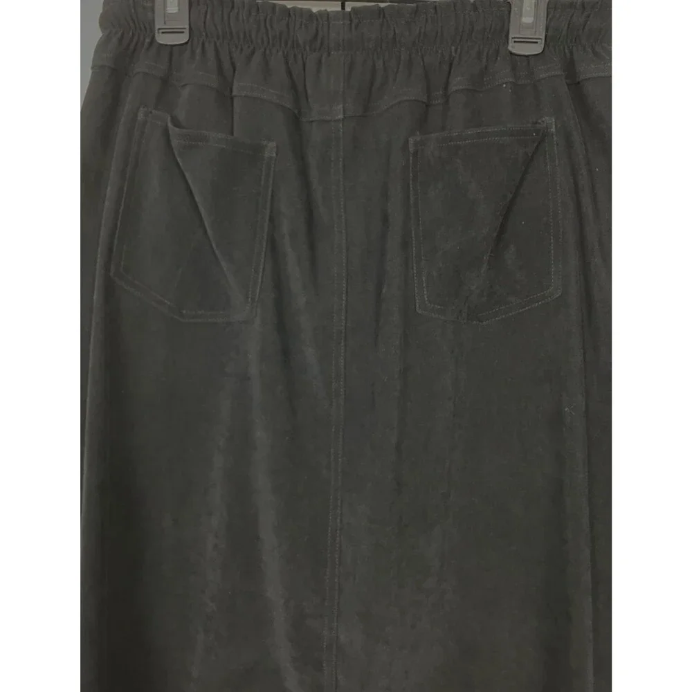 Vintage Denim & Co Faux Suede Long Black Skirt Size Large - Picture 6 of 8